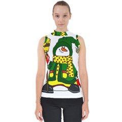 Christmas Snowman  Mock Neck Shell Top by IIPhotographyAndDesigns