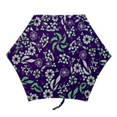 Floral Blue Pattern  Mini Folding Umbrellas by MintanArt