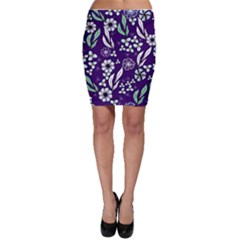 Floral Blue Pattern  Bodycon Skirt by MintanArt