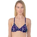 Floral blue pattern  Reversible Tri Bikini Top View3