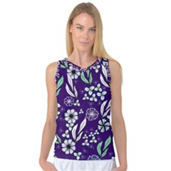 Floral Blue Pattern  Women s Basketball Tank Top by MintanArt