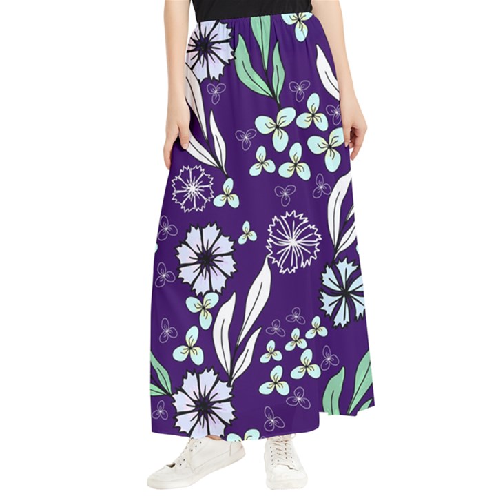 Floral blue pattern  Maxi Chiffon Skirt