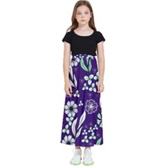 Floral Blue Pattern  Kids  Skirt by MintanArt