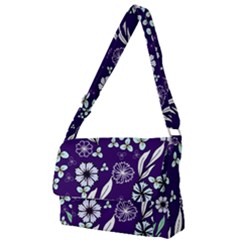 Floral Blue Pattern  Full Print Messenger Bag (s) by MintanArt