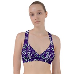 Floral Blue Pattern  Sweetheart Sports Bra by MintanArt