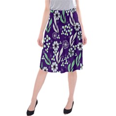 Floral Blue Pattern  Midi Beach Skirt by MintanArt