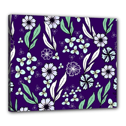 Floral Blue Pattern  Canvas 24  X 20  (stretched) by MintanArt