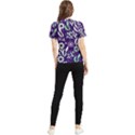 Floral blue pattern  Women s Short Sleeve Rash Guard View2