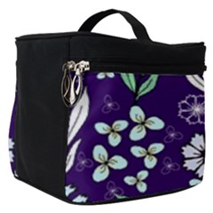 Floral Blue Pattern  Make Up Travel Bag (small) by MintanArt