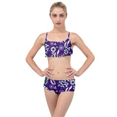 Floral Blue Pattern  Layered Top Bikini Set by MintanArt