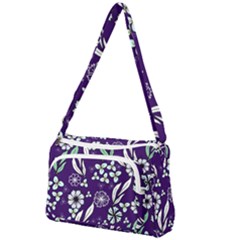 Floral Blue Pattern  Front Pocket Crossbody Bag by MintanArt