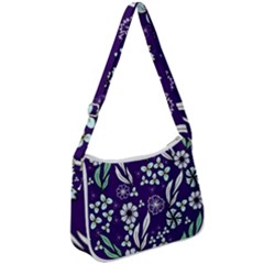 Floral Blue Pattern  Zip Up Shoulder Bag by MintanArt