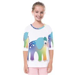 Illustrations Elephant Colorful Pachyderm Kids  Quarter Sleeve Raglan Tee