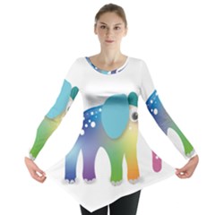 Illustrations Elephant Colorful Pachyderm Long Sleeve Tunic 