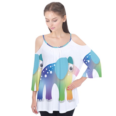 Illustrations Elephant Colorful Pachyderm Flutter Tees by HermanTelo