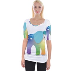 Illustrations Elephant Colorful Pachyderm Wide Neckline Tee