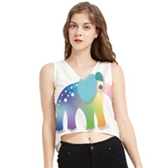 Illustrations Elephant Colorful Pachyderm V-neck Cropped Tank Top