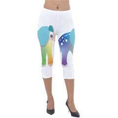 Illustrations Elephant Colorful Pachyderm Lightweight Velour Capri Leggings 