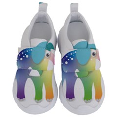 Illustrations Elephant Colorful Pachyderm Kids  Velcro No Lace Shoes by HermanTelo