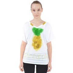 Pineapple Fruit Watercolor Painted V-neck Dolman Drape Top