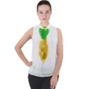 Pineapple Fruit Watercolor Painted Mock Neck Chiffon Sleeveless Top View1