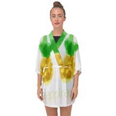 Pineapple Fruit Watercolor Painted Half Sleeve Chiffon Kimono