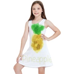 Pineapple Fruit Watercolor Painted Kids  Lightweight Sleeveless Dress by Mariart