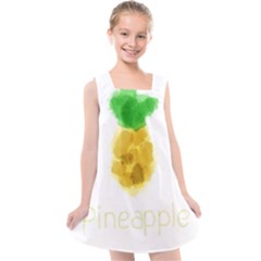 Pineapple Fruit Watercolor Painted Kids  Cross Back Dress