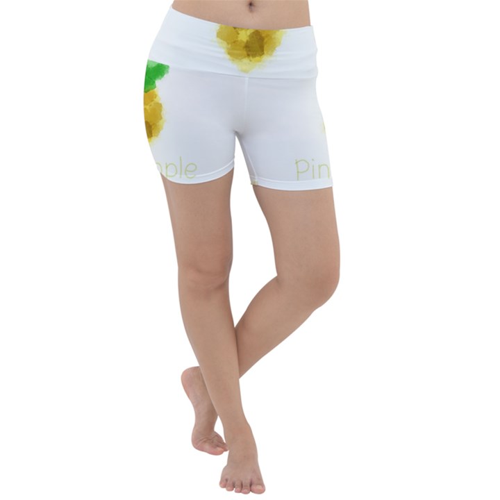 Pineapple Fruit Watercolor Painted Lightweight Velour Yoga Shorts