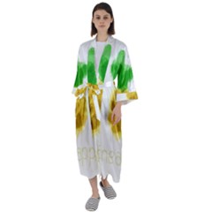 Pineapple Fruit Watercolor Painted Maxi Satin Kimono