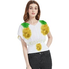 Pineapple Fruit Watercolor Painted Butterfly Chiffon Blouse