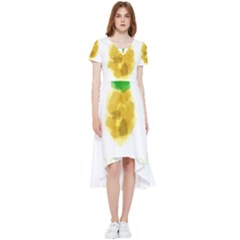 Pineapple Fruit Watercolor Painted High Low Boho Dress