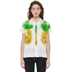 Pineapple Fruit Watercolor Painted Short Sleeve Pocket Shirt
