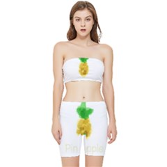 Pineapple Fruit Watercolor Painted Stretch Shorts And Tube Top Set