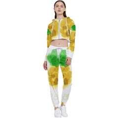 Pineapple Fruit Watercolor Painted Cropped Zip Up Lounge Set by Mariart