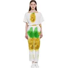 Pineapple Fruit Watercolor Painted Batwing Lightweight Jumpsuit