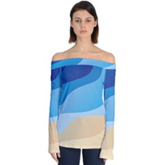 Illustrations Waves Line Rainbow Off Shoulder Long Sleeve Top