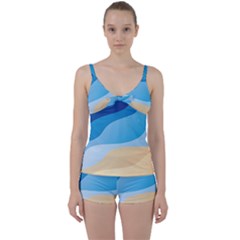 Illustrations Waves Line Rainbow Tie Front Two Piece Tankini
