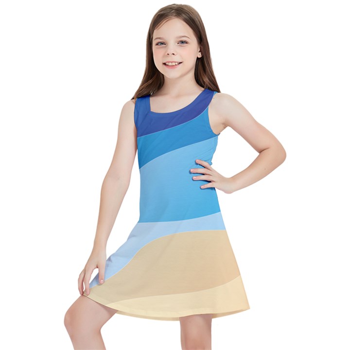 Illustrations Waves Line Rainbow Kids  Lightweight Sleeveless Dress