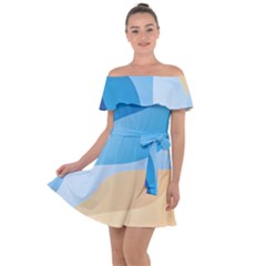 Illustrations Waves Line Rainbow Off Shoulder Velour Dress