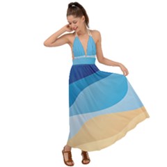 Illustrations Waves Line Rainbow Backless Maxi Beach Dress