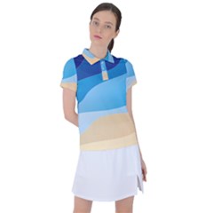 Illustrations Waves Line Rainbow Women s Polo Tee