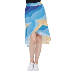 Illustrations Waves Line Rainbow Frill Hi Low Chiffon Skirt