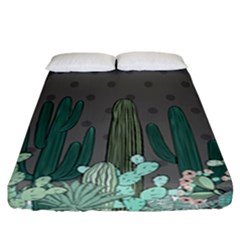 Cactus Plant Green Nature Cacti Fitted Sheet (california King Size)
