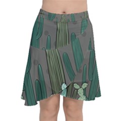 Cactus Plant Green Nature Cacti Chiffon Wrap Front Skirt