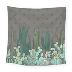 Cactus Plant Green Nature Cacti Square Tapestry (large) by Mariart