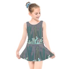 Cactus Plant Green Nature Cacti Kids  Skater Dress Swimsuit