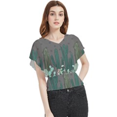 Cactus Plant Green Nature Cacti Butterfly Chiffon Blouse