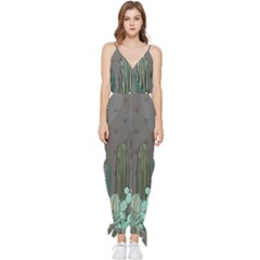 Cactus Plant Green Nature Cacti Sleeveless Tie Ankle Jumpsuit
