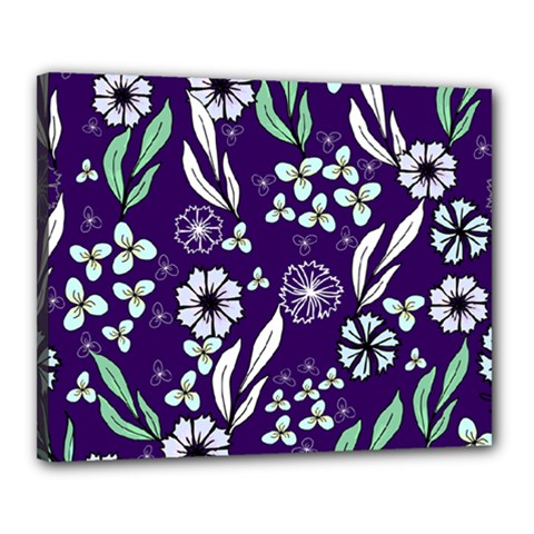 Floral Blue Pattern  Canvas 20  X 16  (stretched)